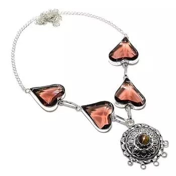 Ювелирное ожерелье из серебра 925 пробы с натуральным лабрадоритом и аметистом 18 дюймов N9Y36