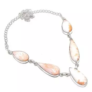 Ювелирное ожерелье из стерлингового серебра 925 пробы с натуральным сколецитом 18 дюймов e2o71