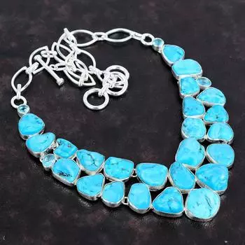 Ювелирное ожерелье из стерлингового серебра 925 пробы с бирюзой Спящая красавица 18 дюймов AMN-661