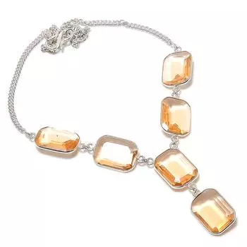 Ювелирное ожерелье из стерлингового серебра 925 пробы с натуральным морганитом 18 дюймов o5M27