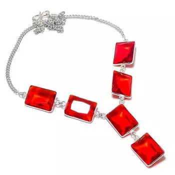 Ювелирное ожерелье из стерлингового серебра 925 пробы с натуральным мозамбикским гранатом 18 дюймов D1J92