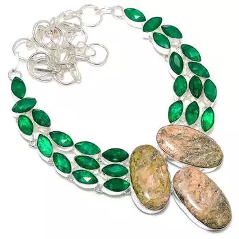 Ювелирное ожерелье из стерлингового серебра 925 пробы с изображением яшмы ручной работы, 18 дюймов e4u03 жёлтый