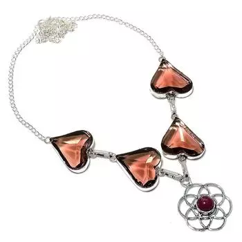 Ювелирное ожерелье из стерлингового серебра 925 пробы с натуральным аметистом и рубином, 18 дюймов, d6v90