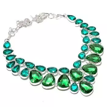 Ювелирное ожерелье из стерлингового серебра 925 пробы с натуральным турмалином индиголитом 18 дюймов O7k59