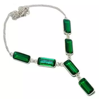 Ювелирное ожерелье из стерлингового серебра 925 пробы с натуральным хромдиопсидом 18 дюймов a7q05