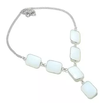 Ювелирное ожерелье из стерлингового серебра 925 пробы с натуральным молочным опалом 18 дюймов D8k25