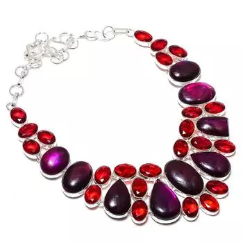 Ювелирное ожерелье из стерлингового серебра 925 пробы с натуральным фиолетовым лабрадором и гранатом 18 дюймов Y2R70