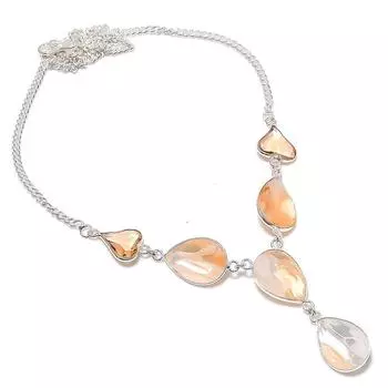 Ювелирное ожерелье из стерлингового серебра 925 пробы с натуральным морганитом 18 дюймов G3H97