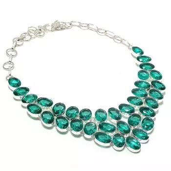 Ювелирное ожерелье из стерлингового серебра 925 пробы с натуральным индиголитом-турмалином 18 дюймов n1V26