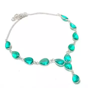 Ювелирное ожерелье из стерлингового серебра 925 пробы с натуральным турмалином индиголитом 18 дюймов K5m39