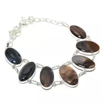 Ювелирное ожерелье из стерлингового серебра 925 пробы с трубчатым агатом, 18 дюймов, p8V73