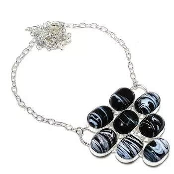 Ювелирное ожерелье из стерлингового серебра 925 пробы с натуральным драгоценным камнем Сулемани Хакик 18 дюймов G9I63