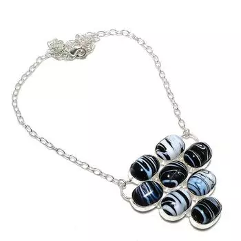 Ювелирное ожерелье из стерлингового серебра 925 пробы с натуральным драгоценным камнем Сулемани Хакик 18 дюймов m0U37