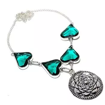 Ювелирное ожерелье из стерлингового серебра 925 пробы с натуральным хромдиопсидом 18 дюймов m6q09