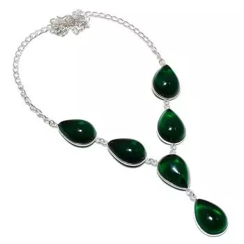 Ювелирное ожерелье из стерлингового серебра 925 пробы с натуральным хромдиопсидом 18 дюймов S4w54