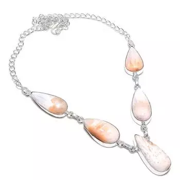 Ювелирное ожерелье из стерлингового серебра 925 пробы с натуральным сколецитом 18 дюймов z5I40