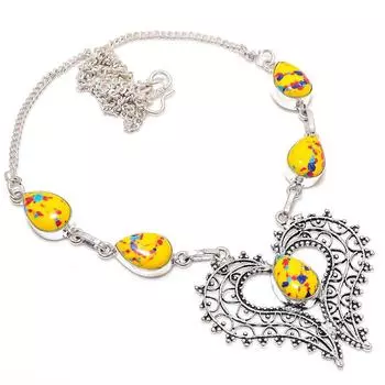 Ювелирное ожерелье из стерлингового серебра 925 пробы с мозаичной яшмой 18 дюймов a1c38 жёлтый