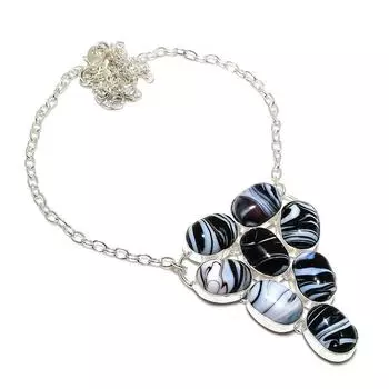 Ювелирное ожерелье из стерлингового серебра 925 пробы с натуральным драгоценным камнем Сулемани Хакик 18 дюймов z6L98