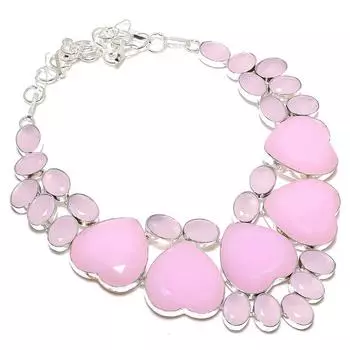 Ювелирное ожерелье из стерлингового серебра 925 пробы с натуральным розовым халцедоном 18 дюймов i2s98