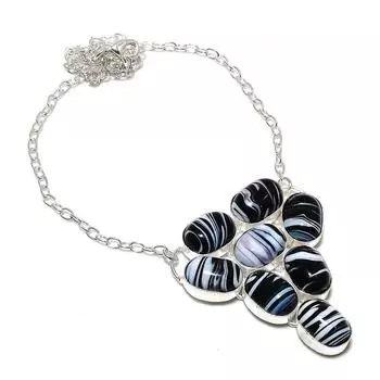 Ювелирное ожерелье из стерлингового серебра 925 пробы с натуральным драгоценным камнем Сулемани Хакик 18 дюймов Z6M28