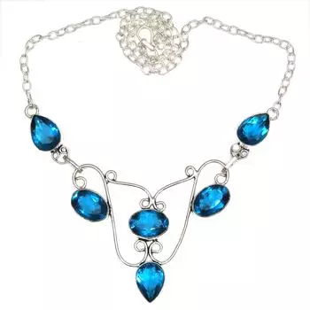 Ювелирное ожерелье ко Дню матери с драгоценным камнем London Blue Topaz, 20 дюймов