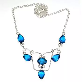 Ювелирное ожерелье ко Дню матери с драгоценным камнем London Blue Topaz, 20 дюймов