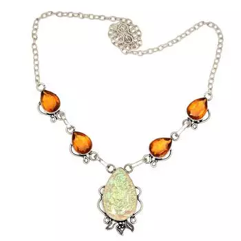 Ювелирное ожерелье ко Дню матери с желтым австралийским опалом и цитрином, 20 дюймов