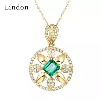 Ювелирное ожерелье Lindon с изумрудным цирконом, кулон круглой формы для женщин, подарок на свадьбу, золотой цвет