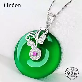 Ювелирное ожерелье Lindon с кулоном из зеленого халцедона круглой формы для женщин, свадебные подарки в корейском стиле