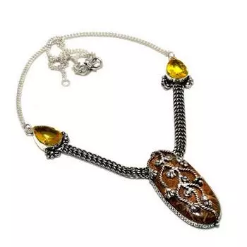 Ювелирное ожерелье Мариам Джаспер с цитрином 925 пробы и посеребренным покрытием 18 дюймов 18 жёлтый