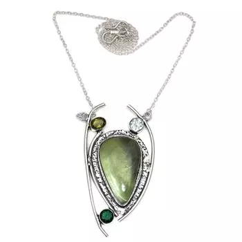Ювелирное ожерелье на День матери с драгоценным камнем лимонным хризопразом 20 дюймов