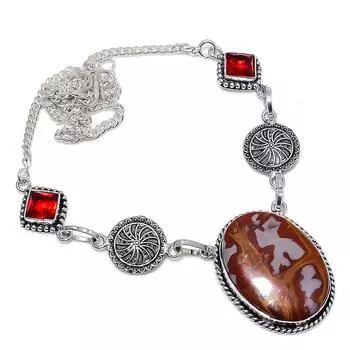 Ювелирное ожерелье Noreena Jasper ручной работы из стерлингового серебра 925 пробы с драгоценным камнем 18 дюймов f9g23 красный