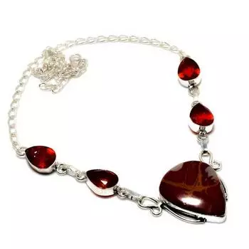 Ювелирное ожерелье Noreena с яшмой и гранатом 925 пробы, посеребренное, 18 дюймов 18 красный