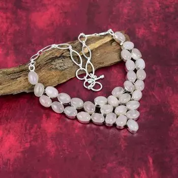 Ювелирное ожерелье ручной работы из розового кварца новейшего дизайна, ожерелье из стерлингового серебра 925 пробы с драгоценными камнями, подарок для матери Adjustable With 18 Inches розовый