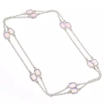 Ювелирное ожерелье ручной работы из серебра 925 пробы с молочным опалом 36 дюймов I2H30