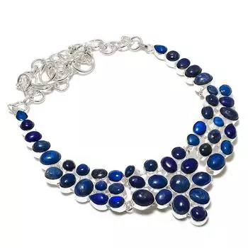 Ювелирное ожерелье ручной работы из серебра 925 пробы с драгоценным камнем лазурит 18 дюймов z7E08