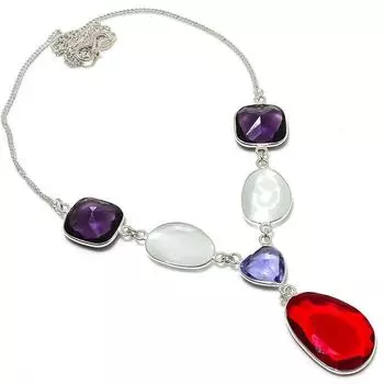 Ювелирное ожерелье ручной работы из стерлингового серебра 925 пробы с натуральным мозамбикским гранатом 18 дюймов D5s57