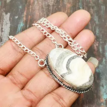 Ювелирное ожерелье ручной работы из стерлингового серебра 925 пробы с кальцитом и агатом на День Благодарения 20 Inches белый