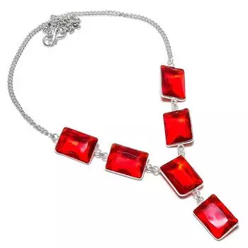 Ювелирное ожерелье ручной работы из стерлингового серебра 925 пробы с натуральным гранатом 18 дюймов u4w41