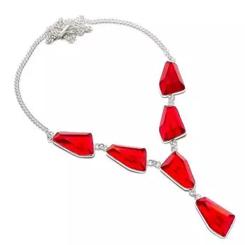 Ювелирное ожерелье ручной работы из стерлингового серебра 925 пробы с натуральным гранатом 18 дюймов Y6U62