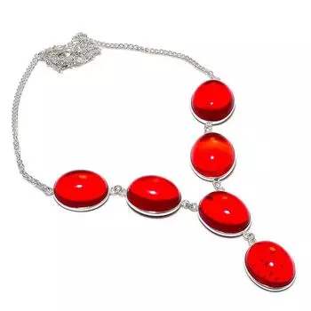 Ювелирное ожерелье ручной работы из стерлингового серебра 925 пробы с натуральным мозамбикским гранатом 18 дюймов S1A34