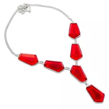 Ювелирное ожерелье ручной работы из стерлингового серебра 925 пробы с натуральным гранатом 18 дюймов j7U94