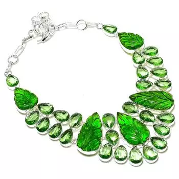 Ювелирное ожерелье ручной работы из стерлингового серебра 925 пробы с натуральным драгоценным камнем перидот 18 дюймов z4Z59