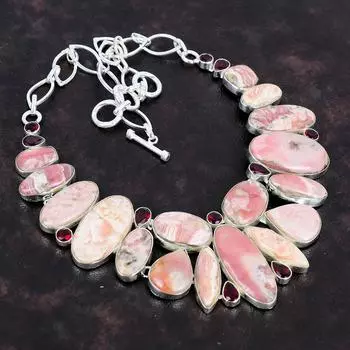 Ювелирное ожерелье ручной работы из стерлингового серебра 925 пробы с родохрозитом 18 дюймов AMN-651A