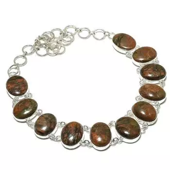 Ювелирное ожерелье ручной работы из стерлингового серебра 925 пробы с натуральным драгоценным камнем унакитом 18 дюймов A9j41