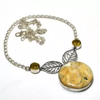 Ювелирное ожерелье ручной работы с цитрином Марипозит 925 пробы, посеребренное, 18 дюймов 18 белый