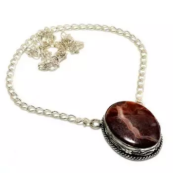 Ювелирное ожерелье ручной работы с драгоценным камнем 925 пробы капучино и яшмой, посеребренное, 18 дюймов 18 коричневый