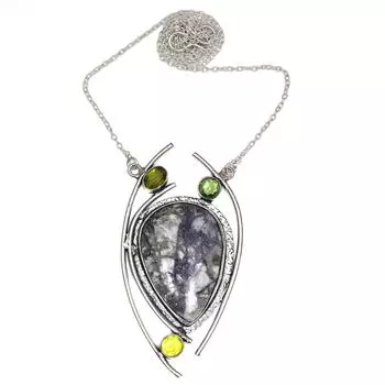 Ювелирное ожерелье ручной работы с драгоценным камнем лепидолитом на День матери 20 дюймов