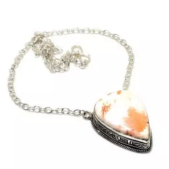 Ювелирное ожерелье ручной работы с драгоценным камнем сколецит 925 пробы, посеребренное, 18 дюймов 18 белый