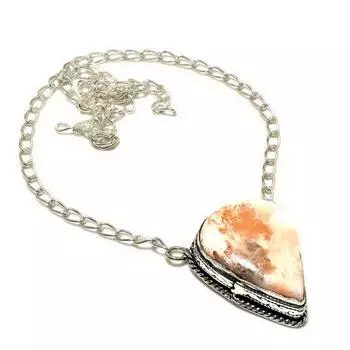 Ювелирное ожерелье ручной работы с драгоценным камнем сколецит 925 пробы, посеребренное, 18 дюймов 18 белый